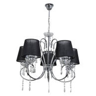 LAMPA WISZĄCA SUFITOWA ŻYRANDOL GLAMOUR DO SALONU CZARNY ABAŻUR 5xE27 NOLA NEGRO 12-390
