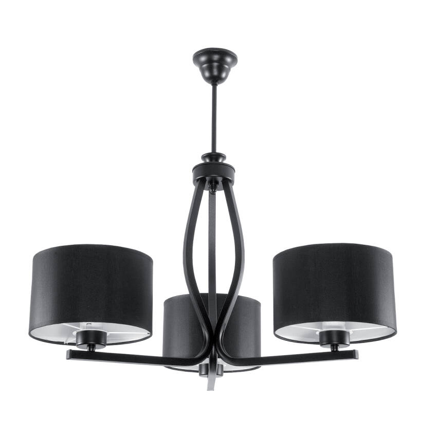 LAMPA WISZĄCA SUFITOWA ŻYRANDOL KLASYCZNY CZARNY DO SALONU LOFT 3xE27 HILDA NEGRO 11-532