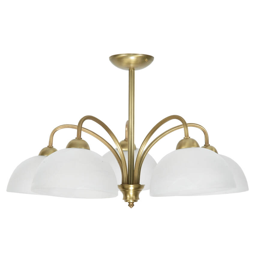 LAMPA WISZĄCA SUFITOWA ŻYRANDOL LED GLAMOUR BIAŁY KLOSZ ZŁOTA 5xE27 LIMBA 1-730