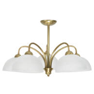 LAMPA WISZĄCA SUFITOWA ŻYRANDOL LED GLAMOUR BIAŁY KLOSZ ZŁOTA 5xE27 LIMBA 1-730