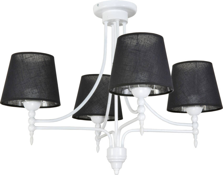 LAMPA WISZĄCA SUFITOWA ŻYRANDOL RETRO DO SALONU CZARNE ABAŻURY LED 4xE27 ARTURO NEGRO 11-991