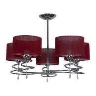 LAMPA WISZĄCA SUFITOWA ŻYRANDOL GLAMOUR DO SALONU CZERWONY ABAŻUR LED 5xE27 QUEEN RED 12-640