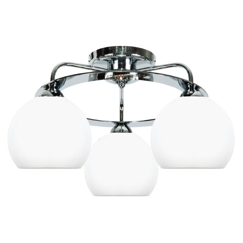 LAMPA WISZĄCA SUFITOWA ŻYRANDOL LED DO SYPIALNI BIAŁE KULE CHROM 3xE27 GUANTA 14-532