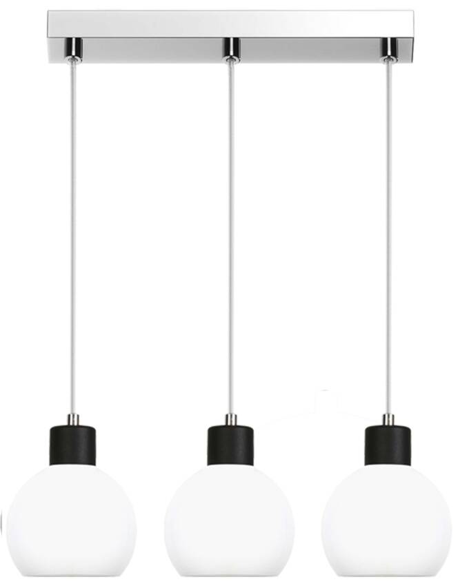 Lampa wisząca sufitowa chrom klosz biały MOKA 14-112