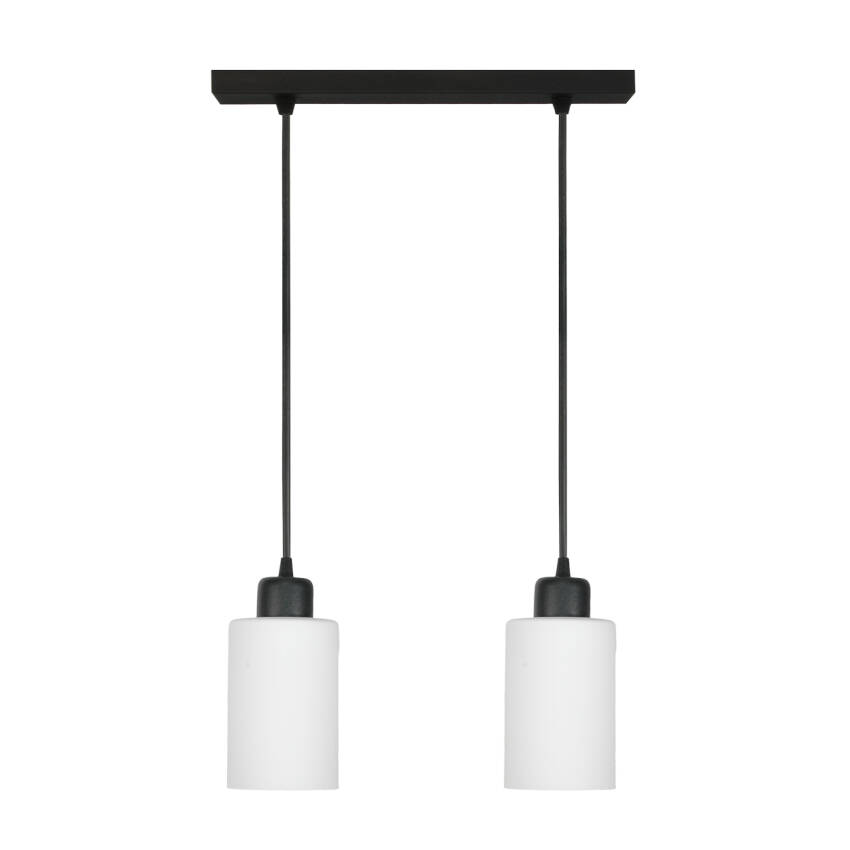 LAMPA SUFITOWA WISZĄCA CZARNA KLOSZ SZKLANY BIAŁY LOYD BIANCO 15-068