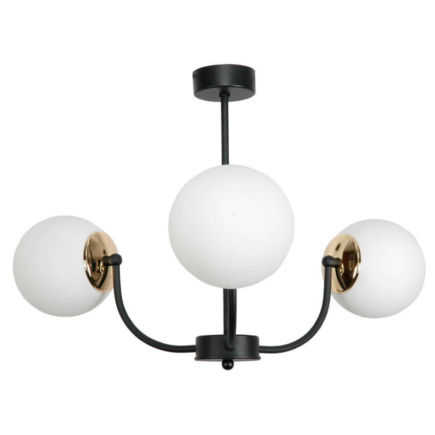 LAMPA WISZĄCA SUFITOWA ŻYRANDOL LOFT SYPIALNIA BIAŁE KULE CZARNA LED 3xE14 15-142 ESTI LAB