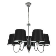 LAMPA WISZĄCA SUFITOWA ŻYRANDOL LED DO SALONU CHROM CZARNE ABAŻURY 5xE27 DAGMA NEGRO 14-739