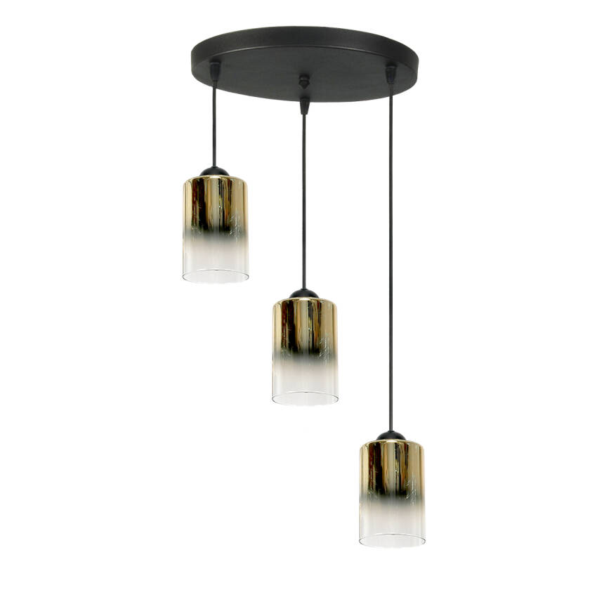 LAMPA SUFITOWA WISZĄCA CZARNA KLOSZ SZKLANY ZŁOTY TRANSPARENT FIORD 15-532