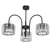 LAMPA WISZĄCA SUFITOWA ŻYRANDOL DO SYPIALNI SZKALNY KLOSZ CZARNA 3xE27 HOSE 15-112