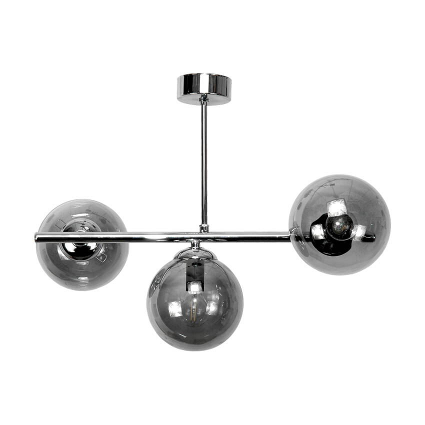 LAMPA WISZĄCA SUFITOWA ŻYRANDOL KULE GRAFIT LOFT DO KUCHNI CHROM 3xE14 TITAN GRANDE 14-942