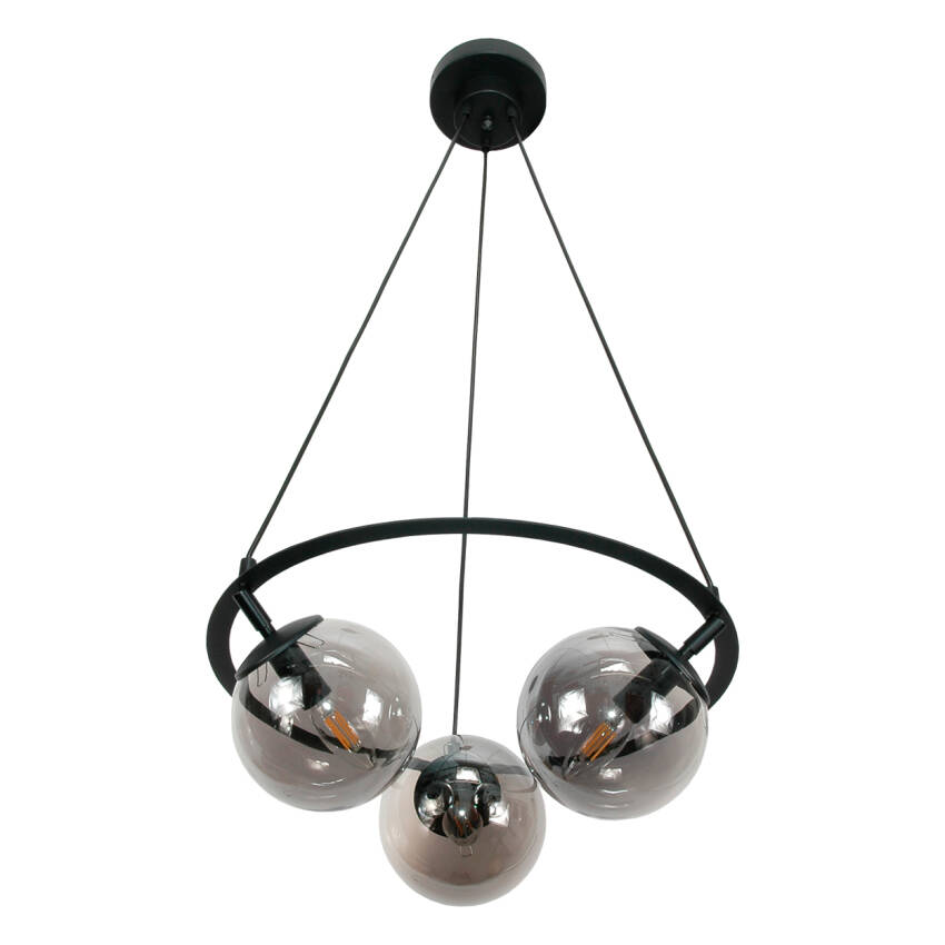 LAMPA WISZĄCA SUFITOWA OKRĄGŁA ŻYRANDOL LED GRAFIT KULE LOFT 3xE14 15-372 ANKOR