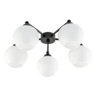 LAMPA WISZĄCA SUFITOWA ŻYRANDOL LED LOFT BIAŁE KLOSZE CZARNA 5xE27 SALVATORE  NEGRO 11-590