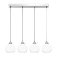 LAMPA WISZĄCA SUFITOWA LED 4xE27 CHROM NOWOCZESNA LISTWA Z BIAŁYMI KLOSZAMI MOKA SILVER 13-671