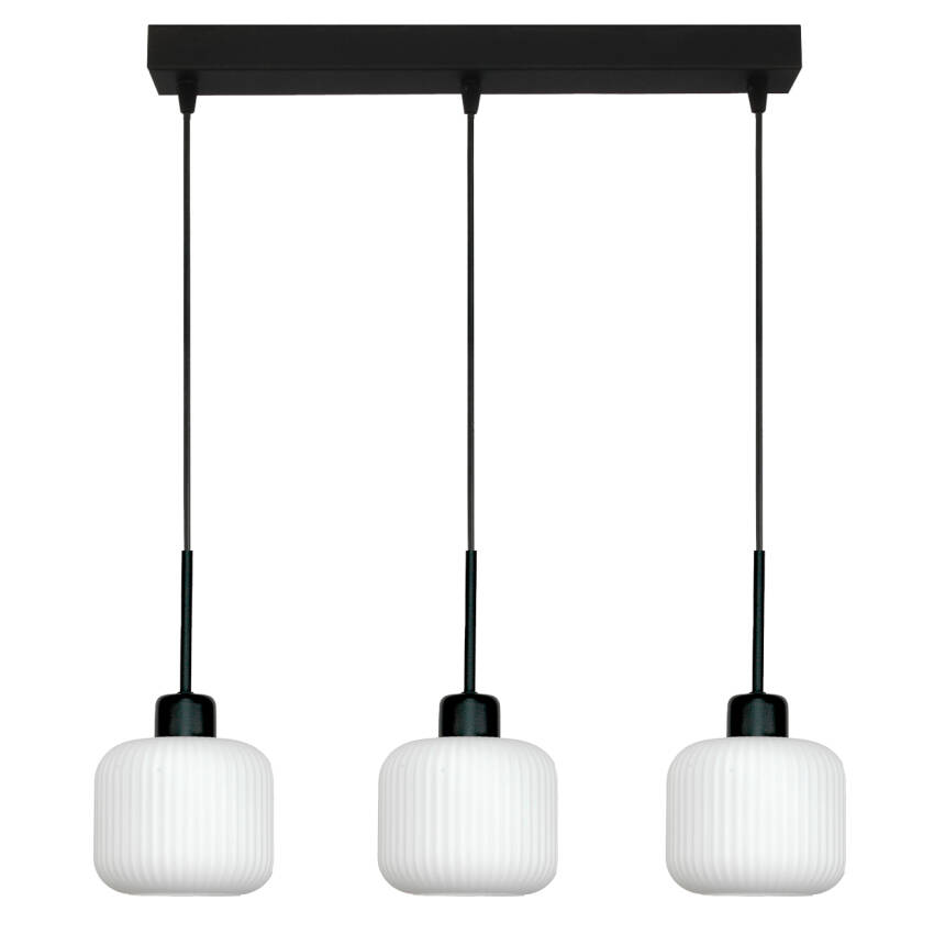 LAMPA SUFITOWA WISZĄCA CZARNA KLOSZ SZKLANY BIAŁY BEKA BIANCO 14-964