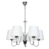 LAMPA WISZĄCA SUFITOWA ŻYRANDOL GLAMOUR DO SALONU BIAŁY ABAŻUR 5xE27 DAGMA 14-730