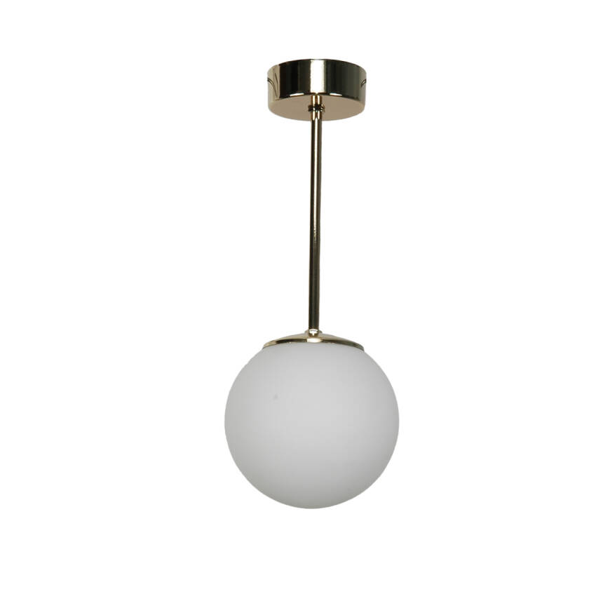 LAMPA SUFITOWA WISZĄCA ZWIS KLOSZ BIAŁY ZŁOTA GLAMOUR DO SALONU KUCHNI 1xE14 TITAN GOLD 15-585