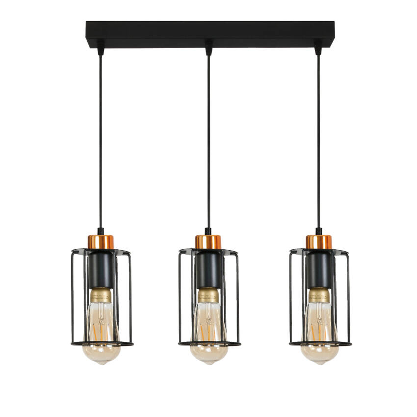 LAMPA WISZĄCA SUFITOWA ZWIS LISTWA NAD STÓŁ DRUCIANE KLOSZE LOFT LED 3xE27 INGRID 14-352