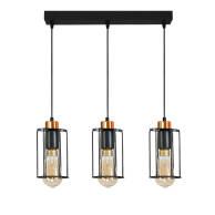 LAMPA WISZĄCA SUFITOWA ZWIS LISTWA NAD STÓŁ DRUCIANE KLOSZE LOFT LED 3xE27 INGRID 14-352