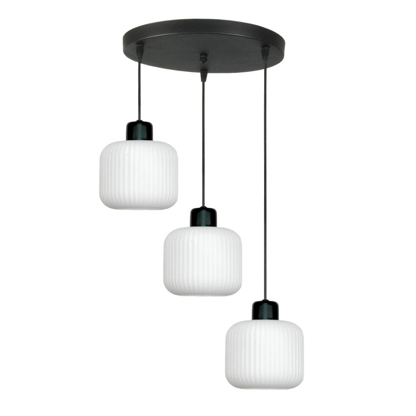 LAMPA SUFITOWA WISZĄCA CZARNA KLOSZ SZKLANY BIAŁY BEKA BIANCO 14-962