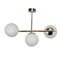 LAMPA SUFITOWA WISZĄCA ŻYRANDOL KULE BIAŁE ZŁOTA GLAMOUR NAD STÓŁ 3xE14 TITAN GOLD 15-582