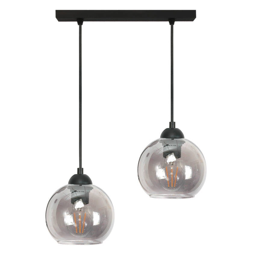 LAMPA WISZĄCA ZWIS LISTWA ŻYRANDOL LOFT DO SALONU GRAFIT KLOSZ LED 2xE27 VIGA 13-218