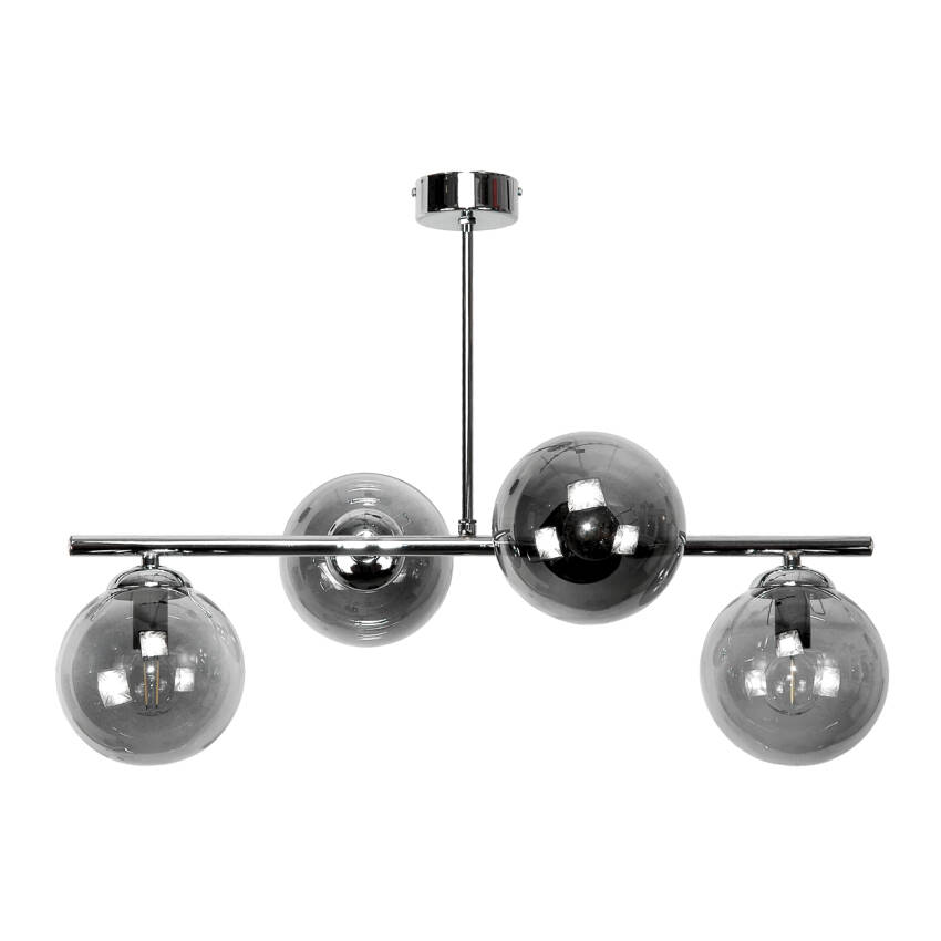 LAMPA WISZĄCA SUFITOWA ŻYRANDOL KULE GRAFIT LOFT LED NAD STÓŁ CHROM 4xE14 TITAN GRANDE 14-941