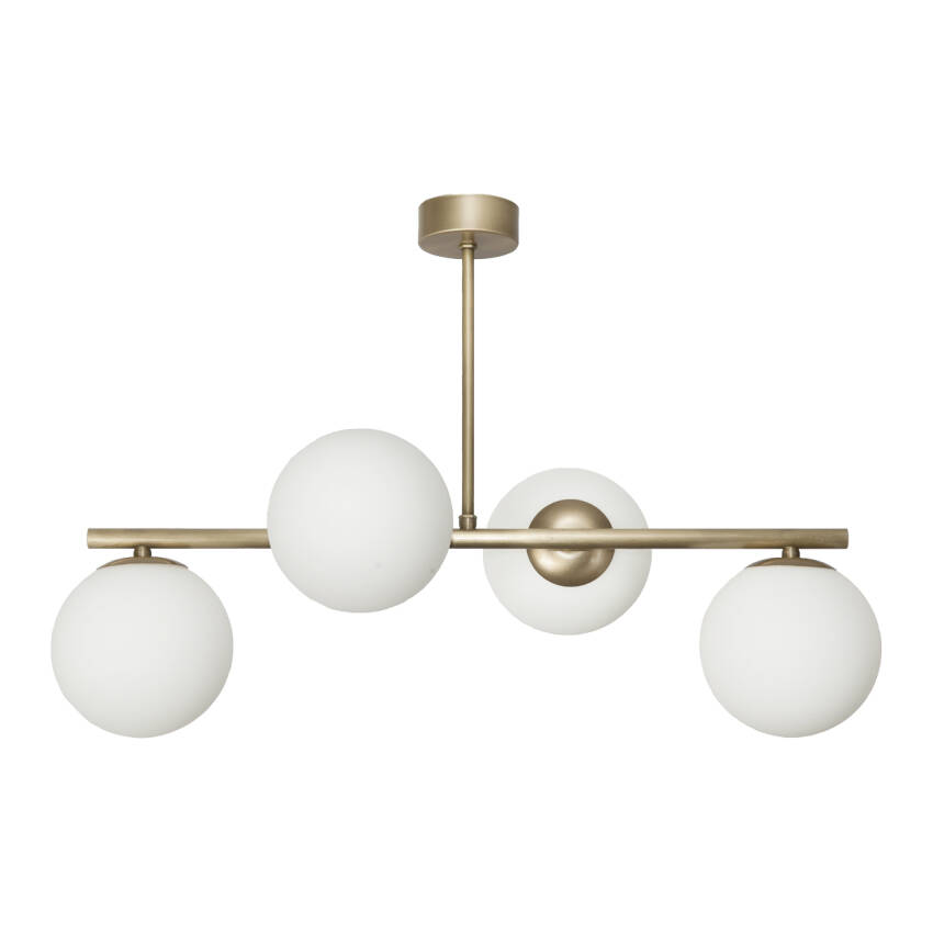 LAMPA WISZĄCA SUFITOWA ŻYRANDOL KULE BIAŁE LOFT NAD STÓŁ ZŁOTA LED 4xE14 TITAN PATINA 14-901