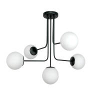 LAMPA WISZĄCA SUFITOWA ŻYRANDOL LOFT DO SALONU BIAŁE KULE CZARNA 4xE14 15-432 KARINA