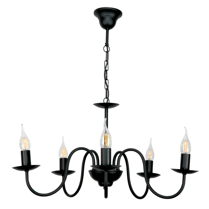LAMPA WISZĄCA ŻYRANDOL ŚWIECZNIK KLASYCZNY CZARNY 15-510 KANDELE