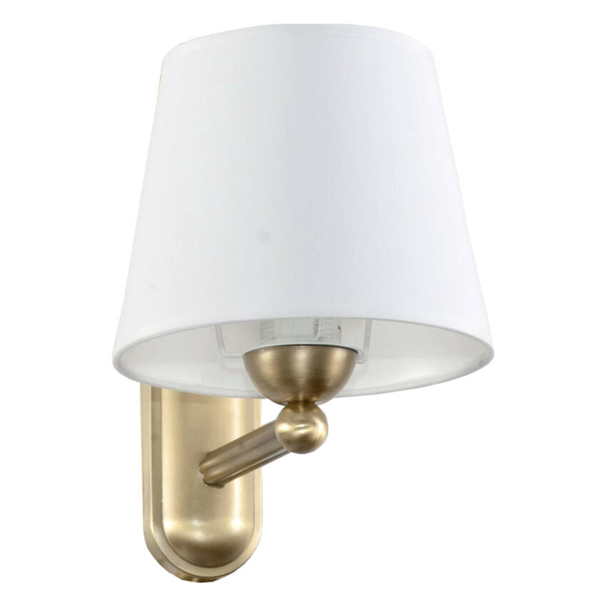 KINKIET ŚCIENNY DO SYPIALNI LED GLAMOUR BIAŁY ABAŻUR ZŁOTY 1xE27 GERARDO 11-743