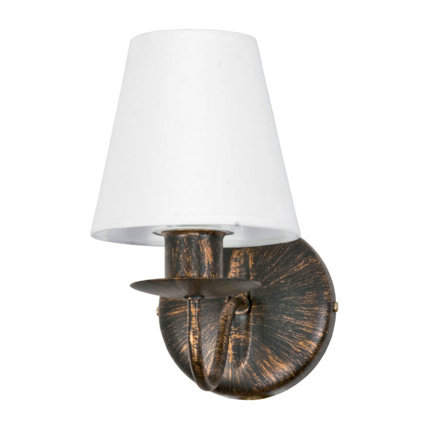 KINKIET ŚCIENNY DO SYPIALNI LED RETRO BIAŁY KLOSZ STARE ZŁOTO 1xE27 RUTH NEGRO 11-913