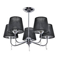 LAMPA WISZĄCA SUFITOWA ŻYRANDOL GLAMOUR DO SALONU CHROM CZARNY ABAŻUR 5xE27 BRIGIT NEGRO 11-240