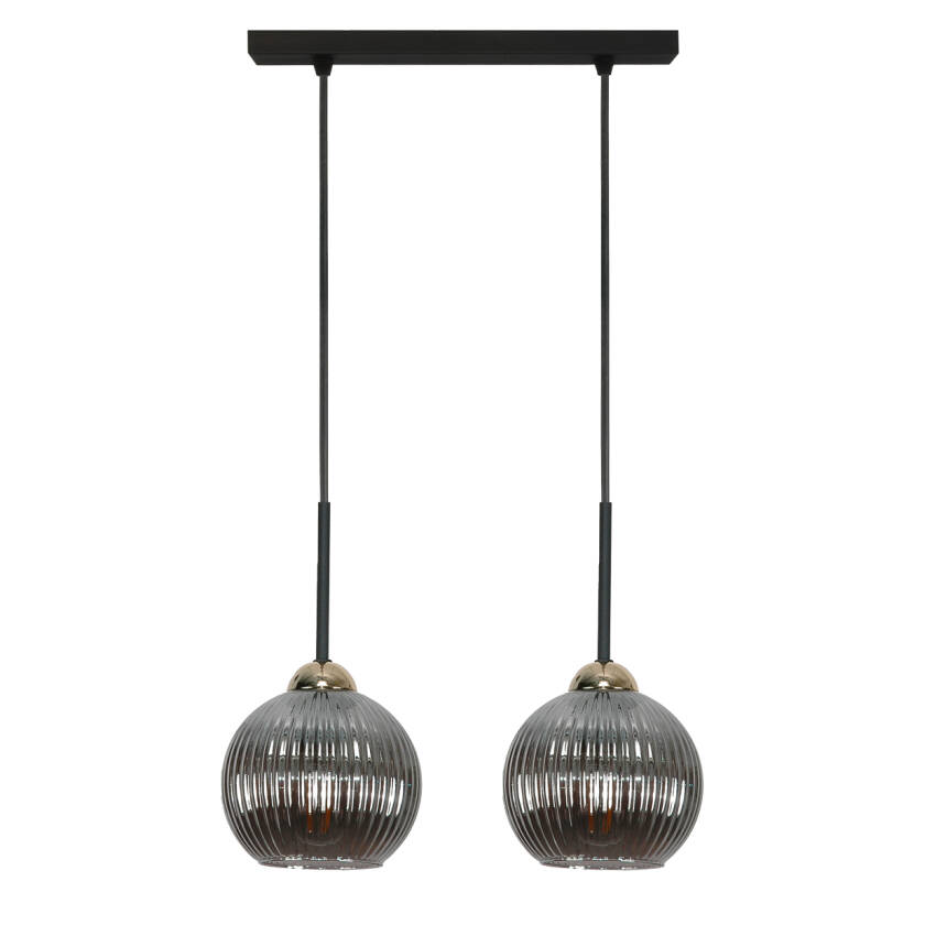 LAMPA SUFITOWA WISZĄCA CZARNA KLOSZ SZKLANY GRAFITOWY PION 15-028