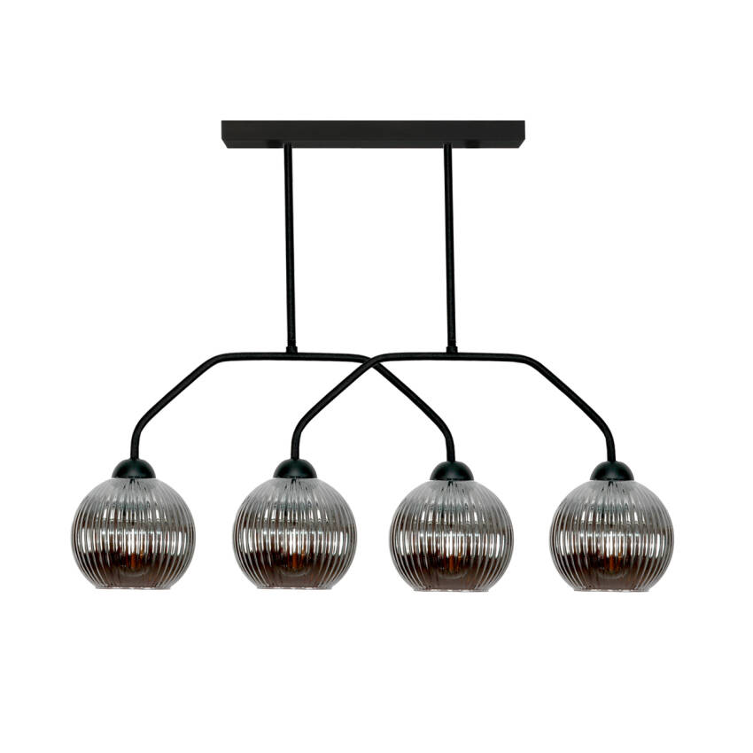 LAMPA WISZĄCA SUFITOWA ŻYRANDOL LOFT NAD STÓŁ GRAFITOWE KLOSZE CZARNA 4xE27 ZETA 15-496