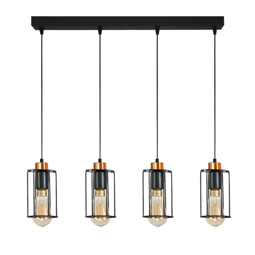 LAMPA WISZĄCA SUFITOWA ZWIS LISTWA DRUCIANE KLOSZE INDUSTRIALNA LED 4xE27 INGRID 14-351