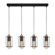 LAMPA WISZĄCA SUFITOWA ZWIS LISTWA DRUCIANE KLOSZE INDUSTRIALNA LED 4xE27 INGRID 14-351