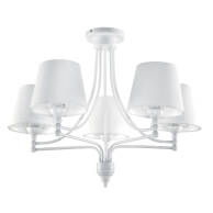 LAMPA SUFITOWA WISZĄCA ŻYRANDOL BIAŁY ABAŻUR DO SALONU LOFT LED 5xE27 ARTURO BIANCO 11-840