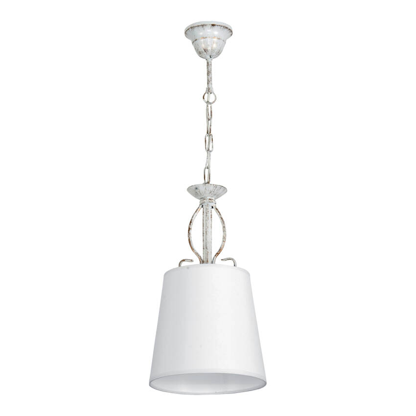 LAMPA WISZĄCA SUFITOWA ZWIS RETRO DO KUCHNI BIAŁY ABAŻUR LED 1xE27 METTE 9-895