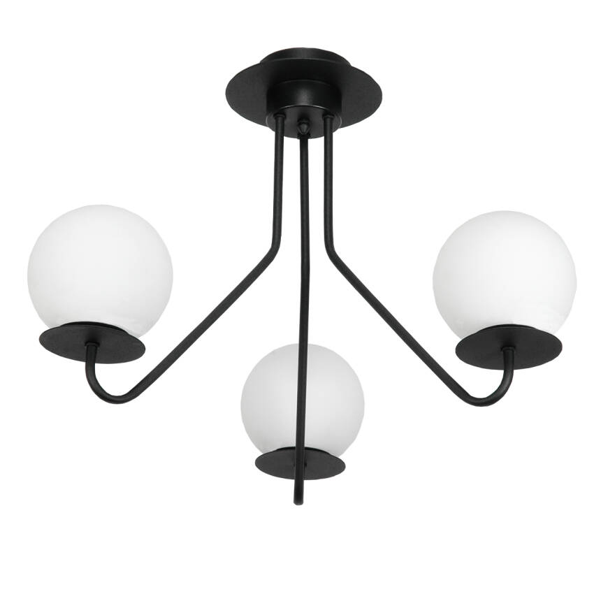 LAMPA WISZĄCA SUFITOWA ŻYRANDOL LOFT DO KUCHNI BIAŁE KULE CZARNA LED 3xE14 15-252 LUPIA