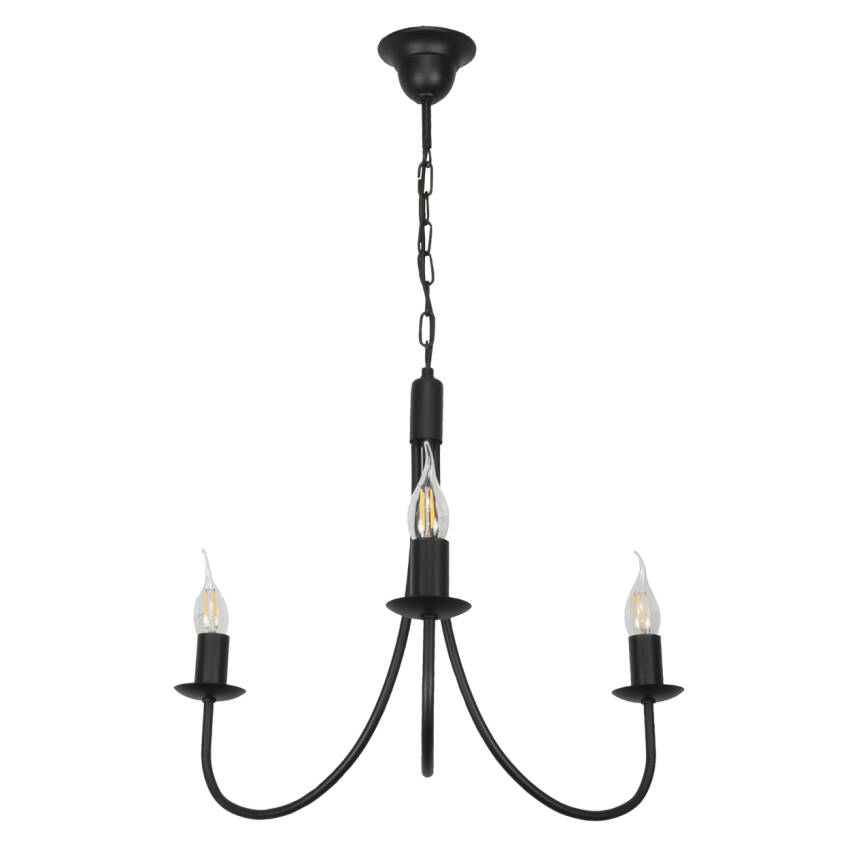 LAMPA WISZĄCA SUFITOWA ŻYRANDOL LED RETRO DO SALONU VINTAGE CZARNA 3xE14 LUMEN NEGRO 14-882