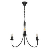 LAMPA WISZĄCA SUFITOWA ŻYRANDOL LED RETRO DO SALONU VINTAGE CZARNA 3xE14 LUMEN NEGRO 14-882
