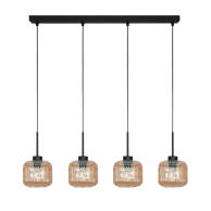 LAMPA WISZĄCA SUFITOWA ZWIS LISTWA NAD STÓŁ LOFT KLOSZ BURSZTYNOWY 4xE27 BEKA AMBER 15-011