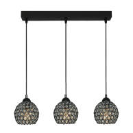 LAMPA WISZĄCA LISTWA ŻYRANDOL ZWIS NOWOCZESNA KRYSZTAŁKI KLOSZE 3xE27 KLAUDIUSZ 14-742