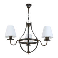 LAMPA WISZĄCA SUFITOWA OKRĄGŁA ŻYRANDOL VINTAGE DO SALONU LED 3xE27 ABAŻUR RUTH NEGRO 11-912