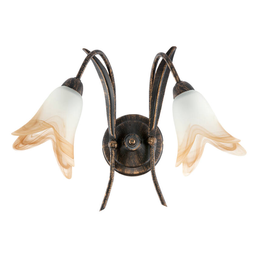 KINKIET ŚCIENNY ŁAZIENKOWY NAD LUSTRO RETRO VINTAGE STARE ZŁOTO 2xE14 MARKOS NEGRO 10-774