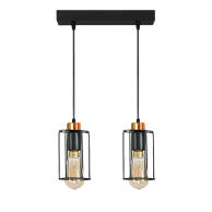 LAMPA WISZĄCA SUFITOWA ZWIS LISTWA DRUCIANE KLOSZE INDUSTRIALNA LED 2xE27 INGRID 14-358