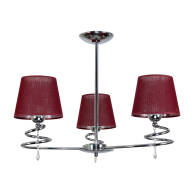 LAMPA WISZĄCA SUFITOWA ŻYRANDOL PLAFON LED DO SALONU CZERWONY ABAŻUR 3xE27 QUEEN RED II 12-692
