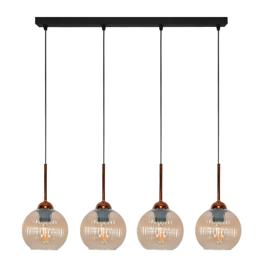 LAMPA SUFITOWA WISZĄCA CZARNA KLOSZ SZKLANY BURSZTYNOWY PION 15-041
