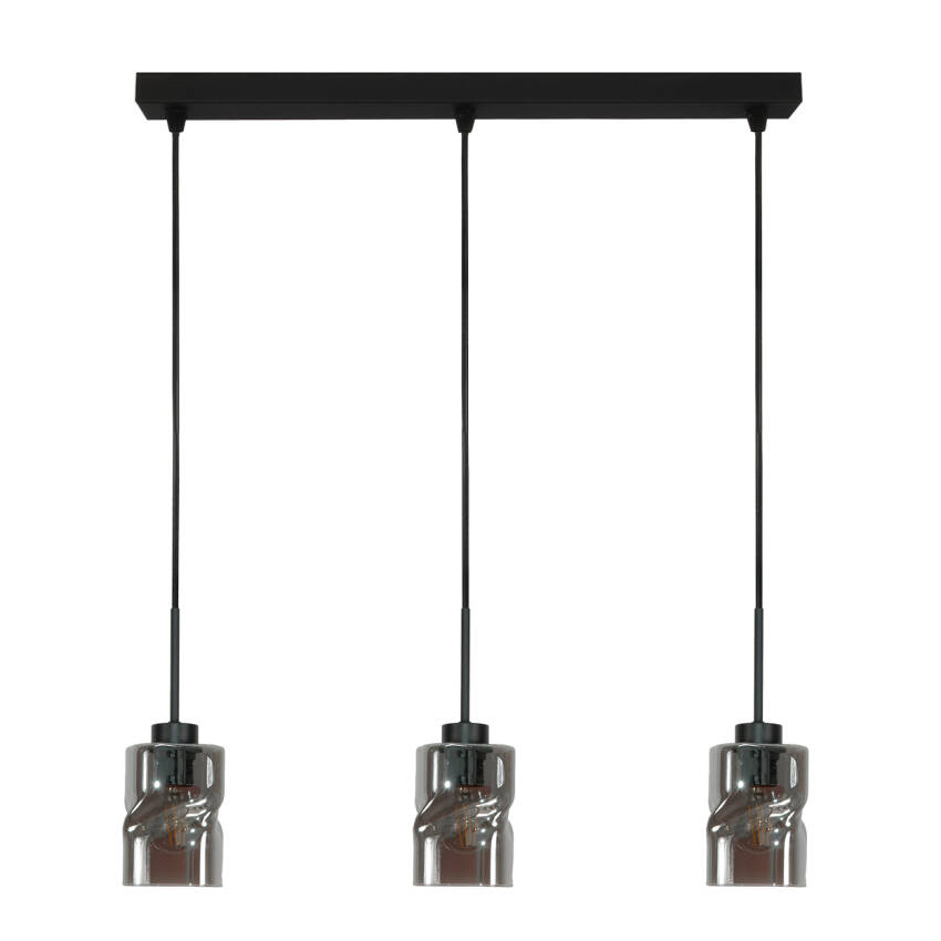 LAMPA SUFITOWA WISZĄCA CZARNA KLOSZ SZKLANY GRAFIT GRETA 15-544