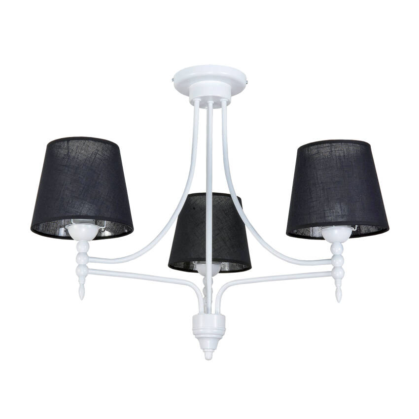 LAMPA WISZĄCA SUFITOWA ŻYRANDOL DO SALONU VINTAGE CZARNE ABAŻURY LED 3xE27 NUK 14-692